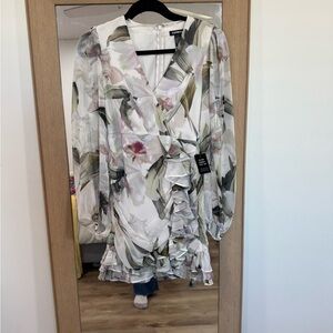 The Limited Floral Mini Dress - White and Green